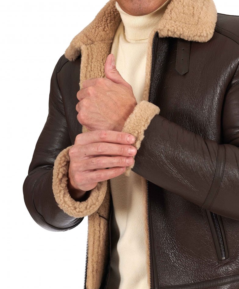 Braune mutton biker hemdkragen mit...