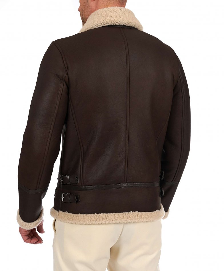 Dunkelbraune mutton biker hemdkragen...