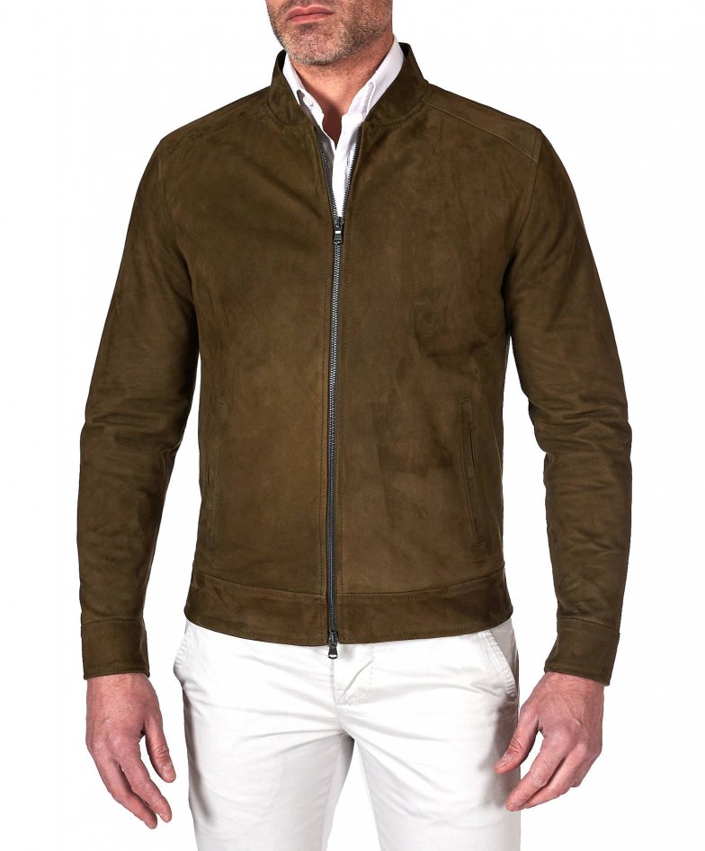 Khaki farbe jacke aus wildleder mit...