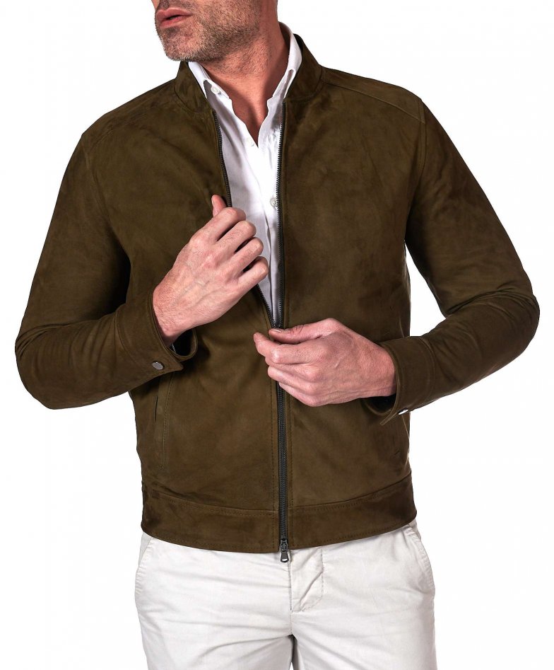 Khaki farbe jacke aus wildleder mit...