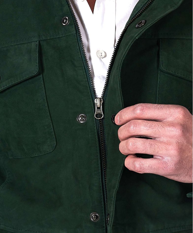 Grüne Sahara-Wildlederjacke mit...