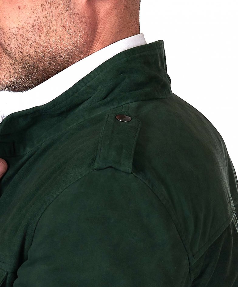Grüne Sahara-Wildlederjacke mit...