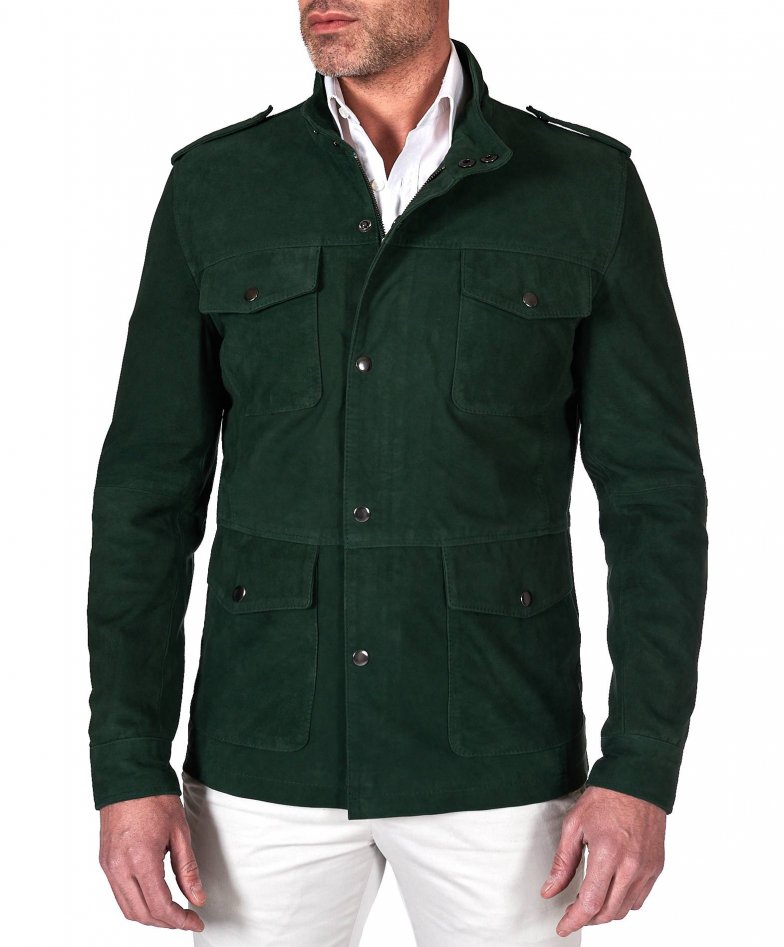 Grüne Sahara-Wildlederjacke mit...