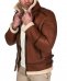 Blouson mouton cognac veste moto col chemise à boucle
