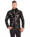 Blouson cuir verni noir veste moto imprimé crocodile