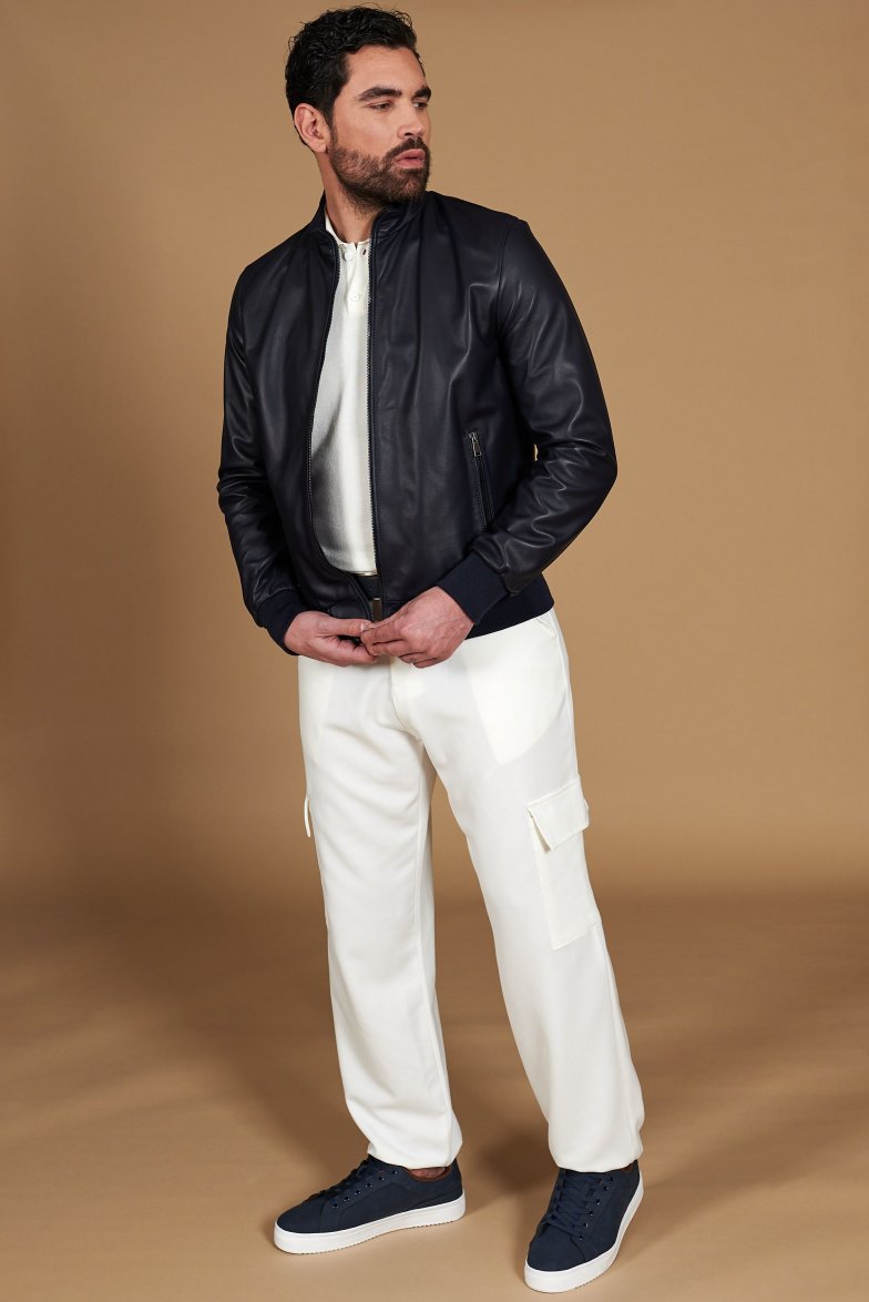 Blaue bomber lederjacke nappaleder...