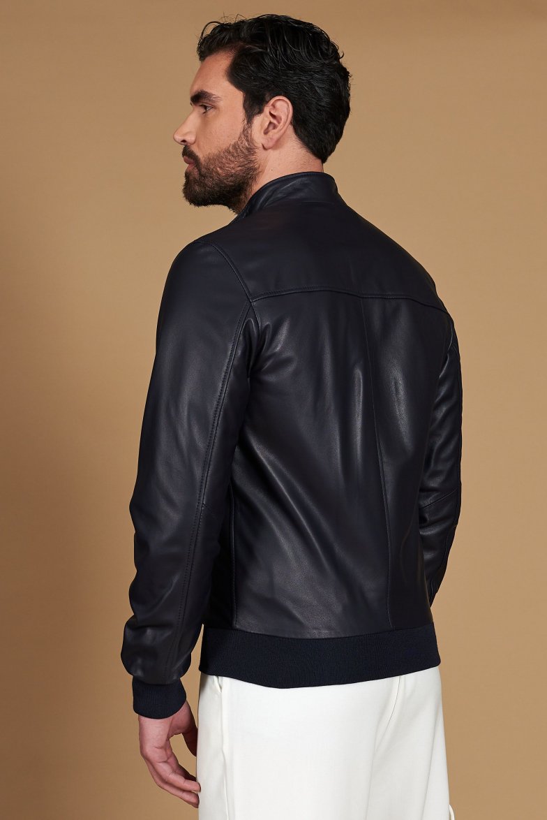 Blaue bomber lederjacke nappaleder...
