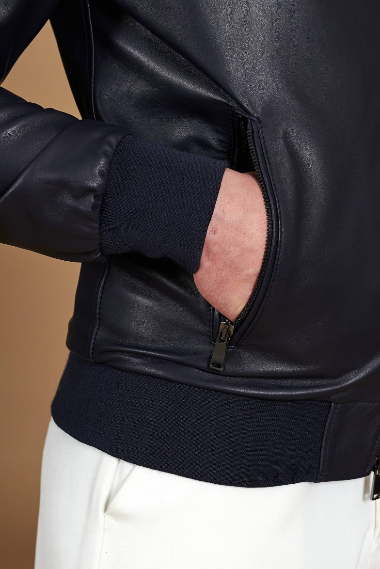Blaue bomber lederjacke nappaleder...