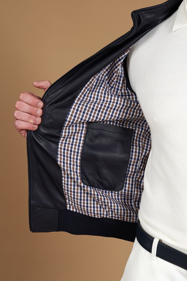 Blaue bomber lederjacke nappaleder...