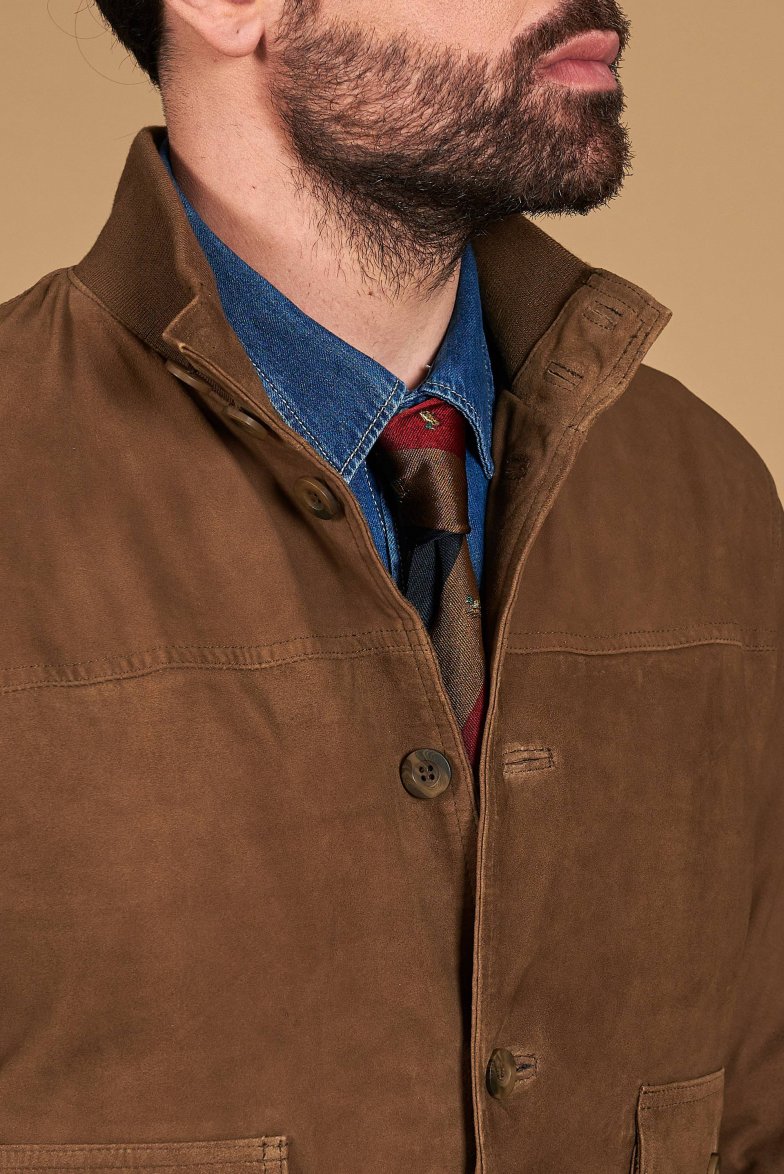 Taupe wildlederjacke mit knöpfen und...
