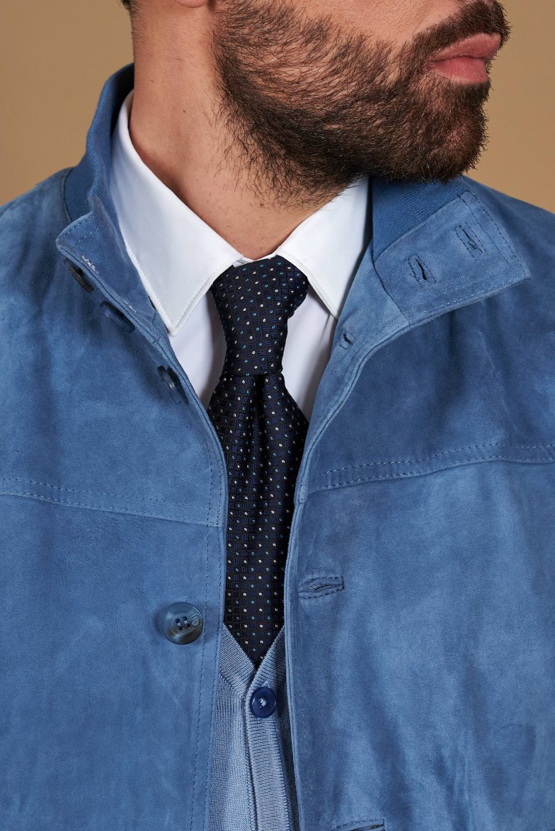 Blaue denim wildlederjacke mit...