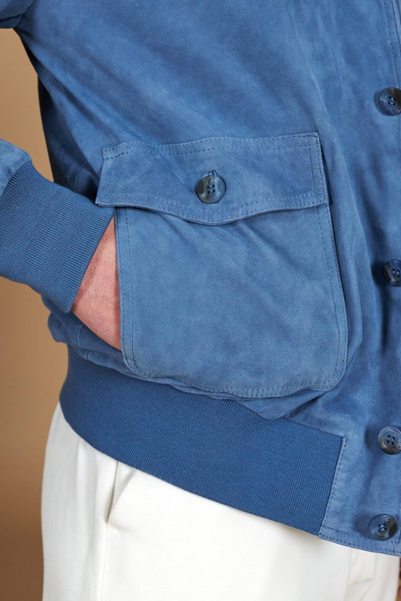 Blaue denim wildlederjacke mit...