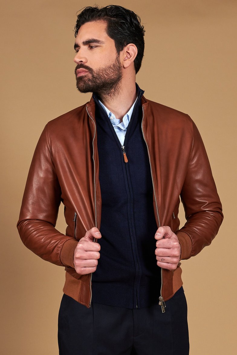 Bomber lederfarben lederjacke...