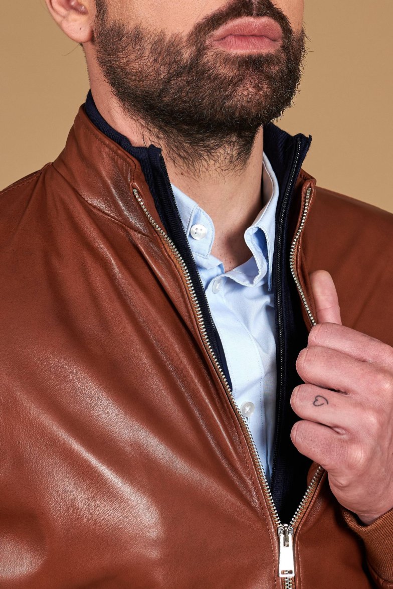 Bomber lederfarben lederjacke...