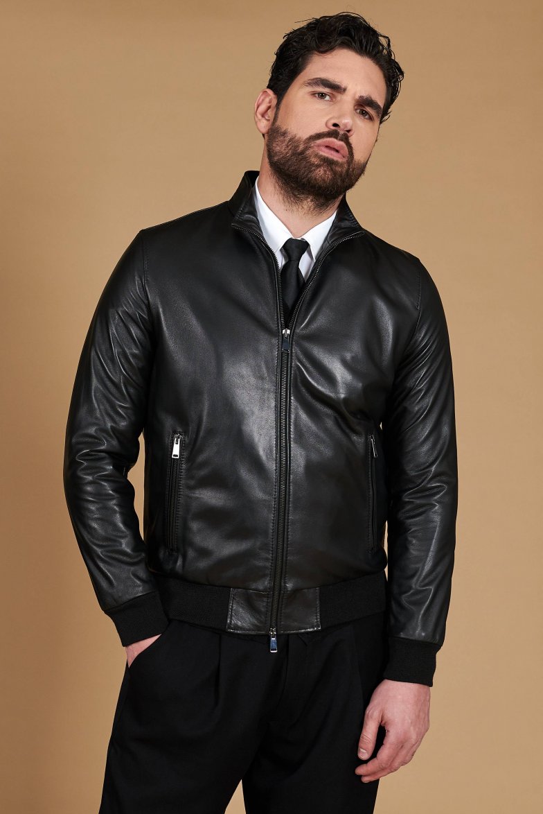 Bomberjacke schwarze lederjacke...
