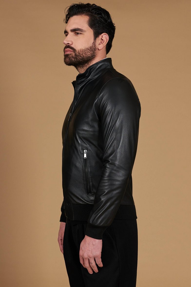 Bomberjacke schwarze lederjacke...