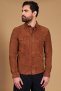 Chemise daim cognac sans doublure boutons à pression