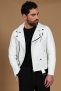 Chiodo biker in pelle bianca con cintura nappa effetto liscio