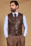 Gilet cuir marron style classique cuir plongé