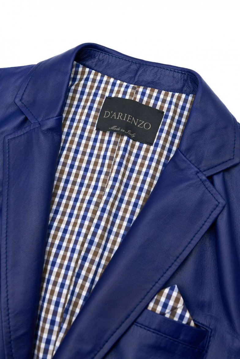 Blaue Blazer aus naturleder mit zwei...