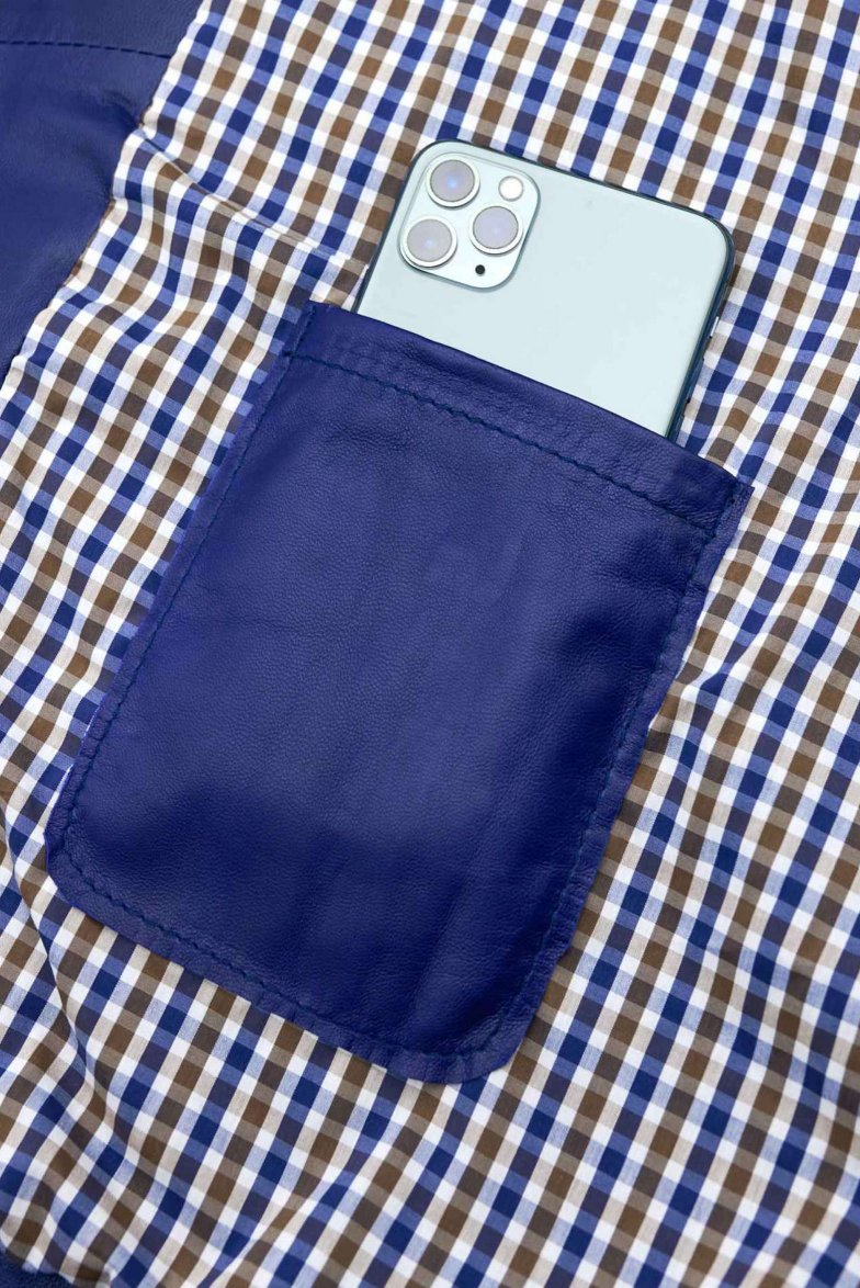 Blaue Blazer aus naturleder mit zwei...