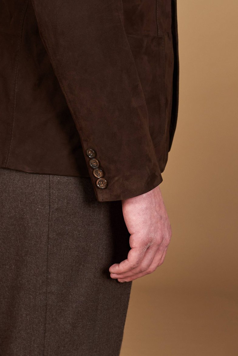 Braune blazer aus wildleder mit zwei...
