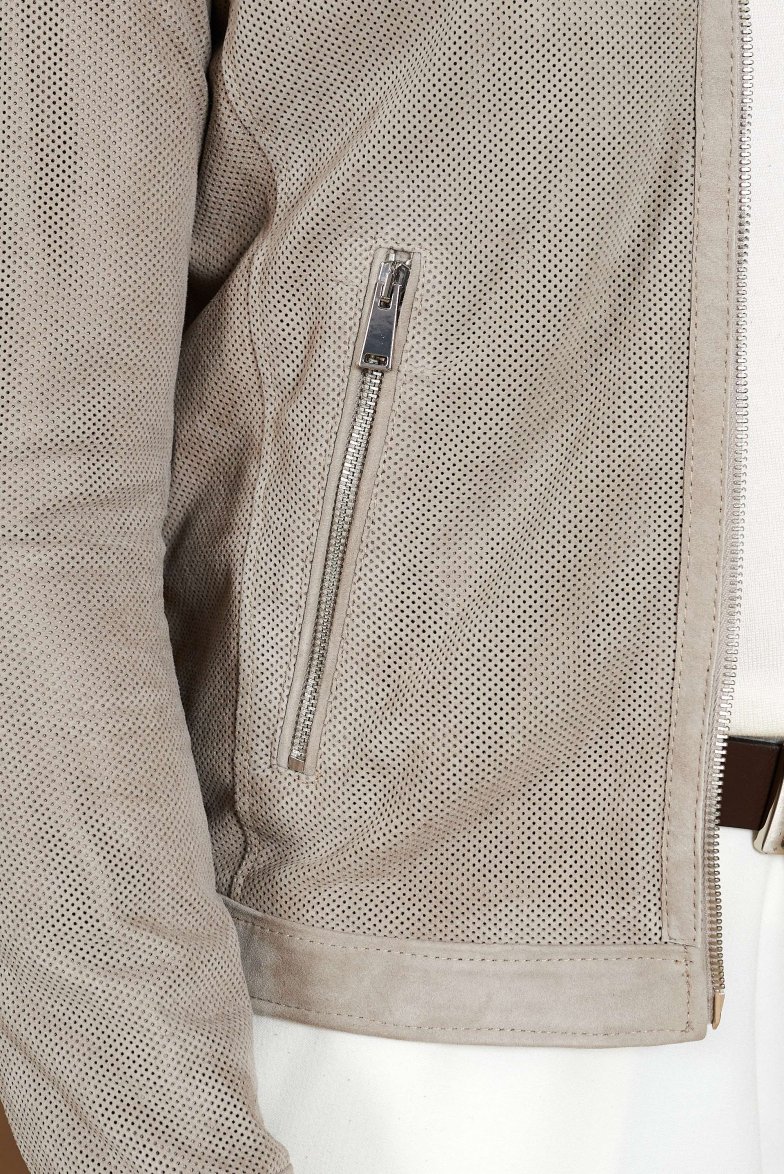 Graue perforiertes wildlederjacke...