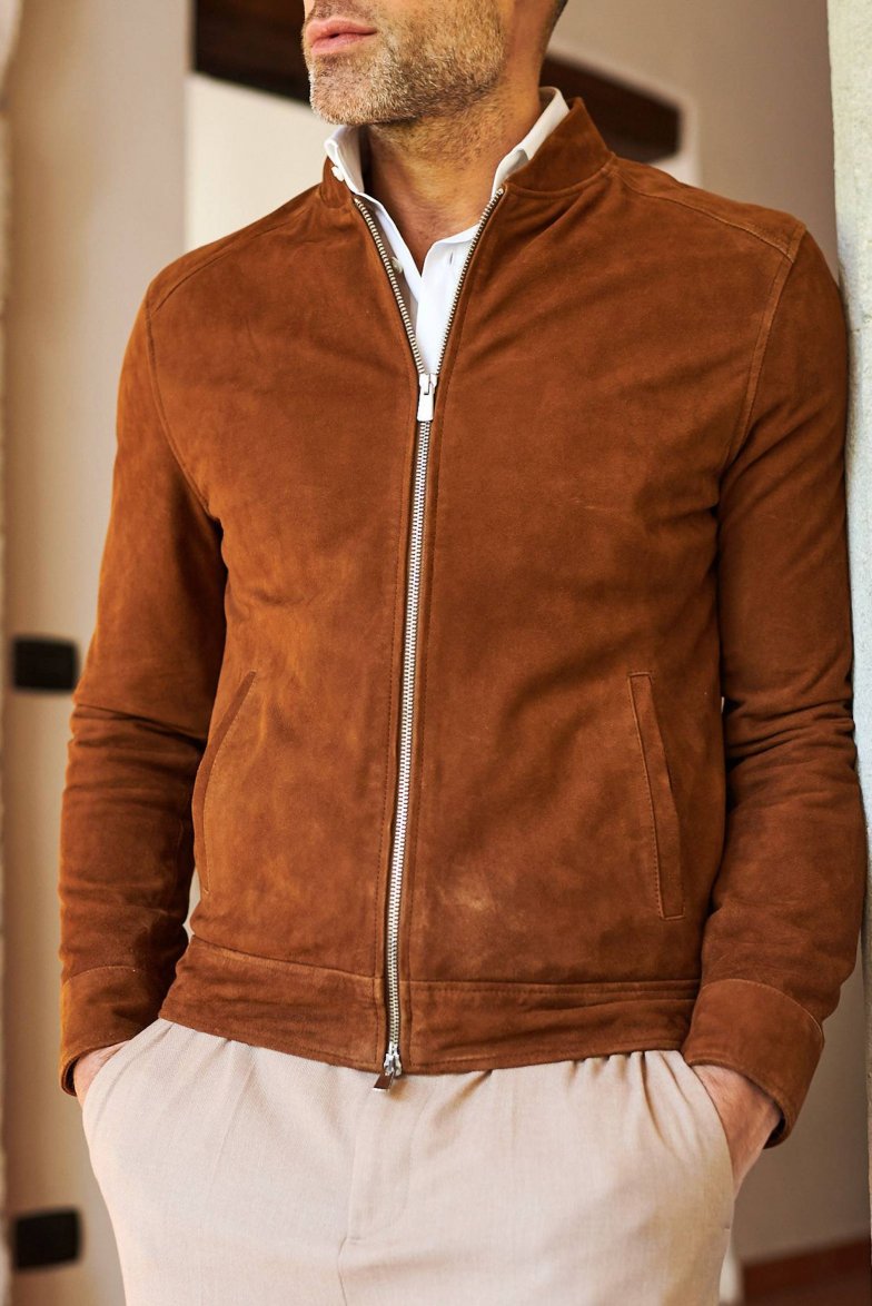 Lederfarben lederjacke wildleder mit...