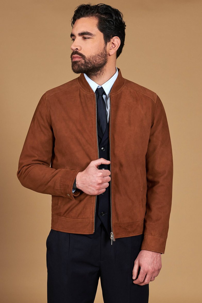 Lederfarben lederjacke wildleder mit...