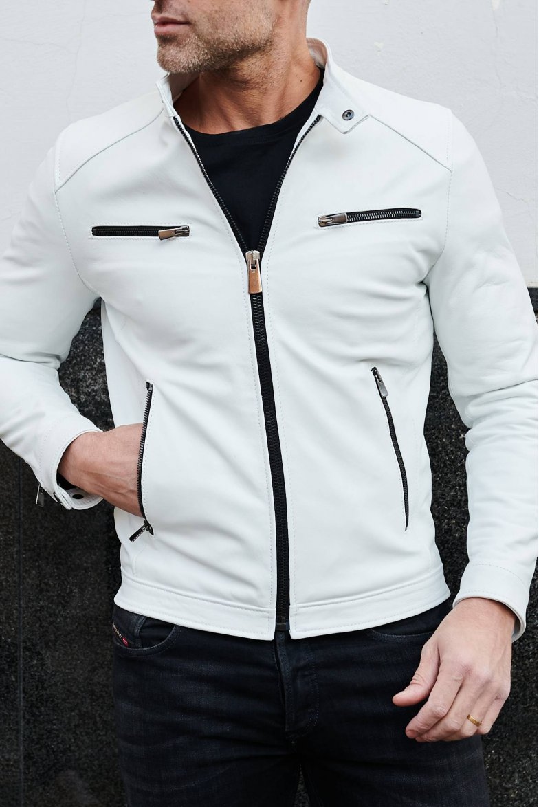 Weiße lederjacke nappaleder...