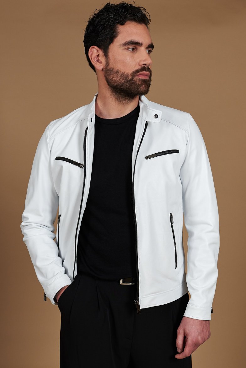 Weiße lederjacke nappaleder...