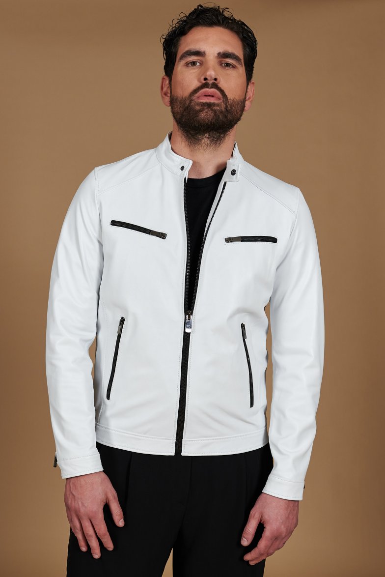 Weiße lederjacke nappaleder...