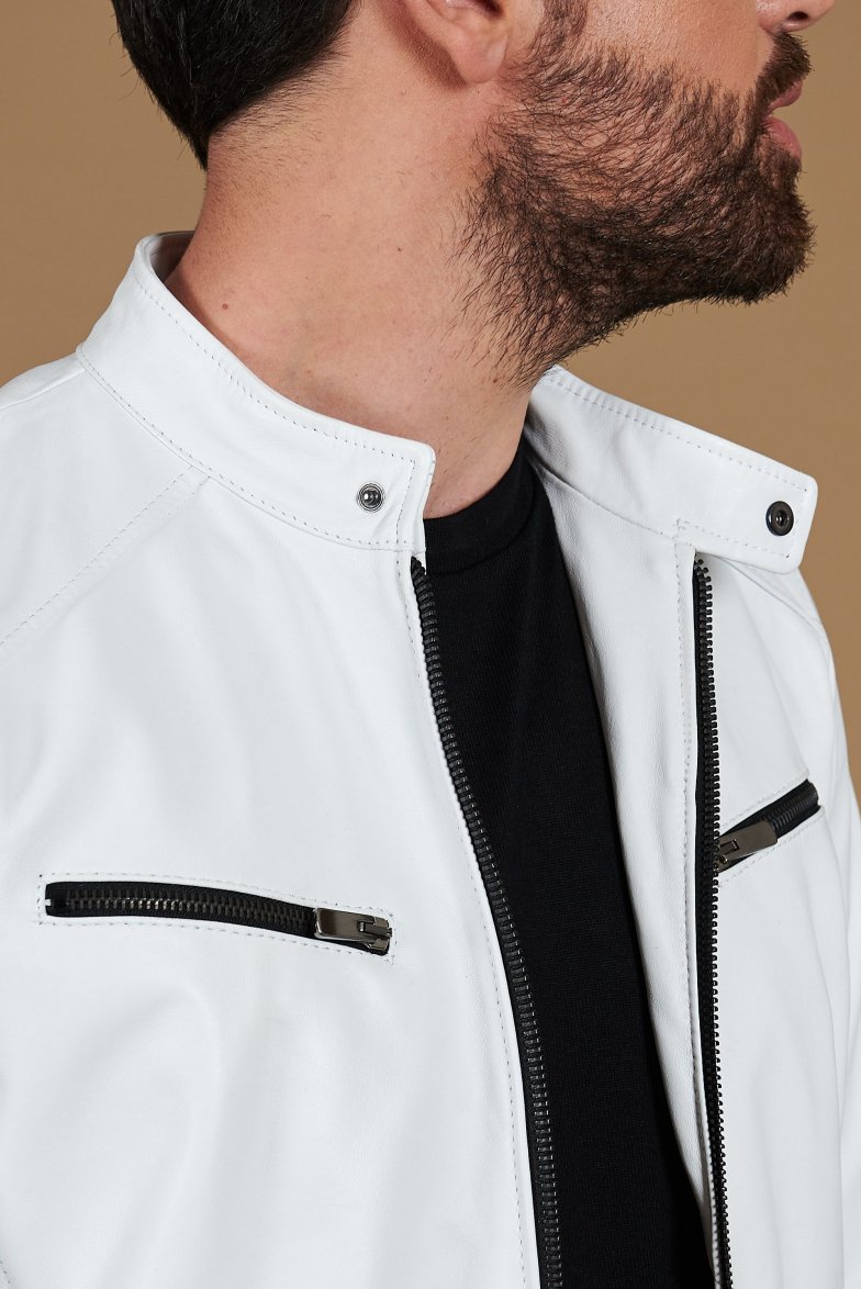 Weiße lederjacke nappaleder...