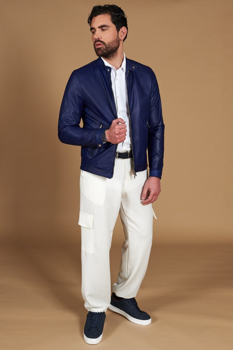 Bluette naturleder lacke biker...