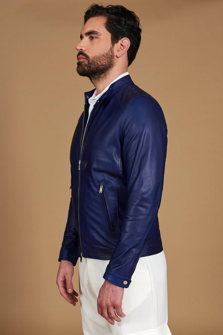 Bluette naturleder lacke biker...