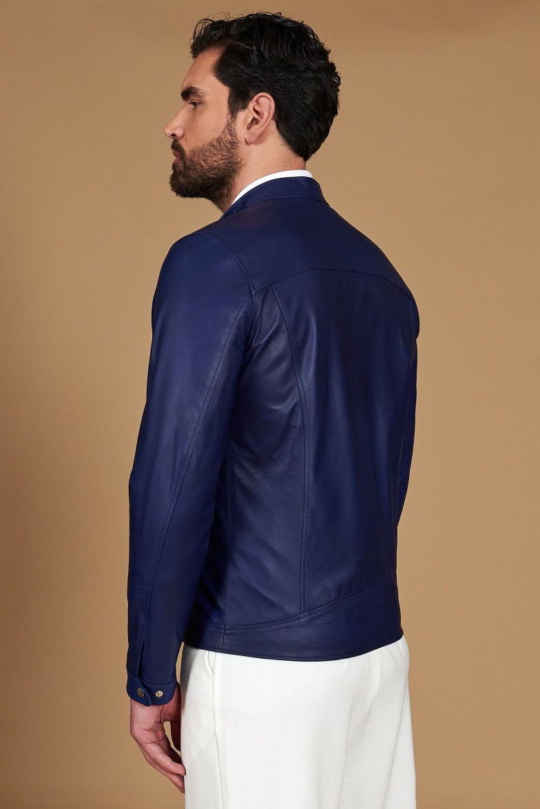 Bluette naturleder lacke biker...
