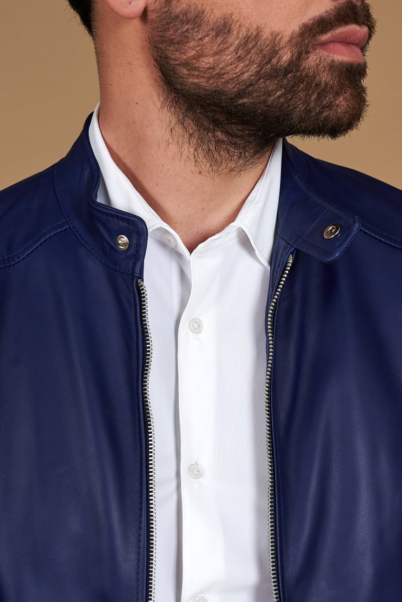 Bluette naturleder lacke biker...