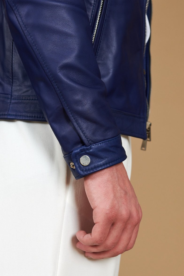 Bluette naturleder lacke biker...