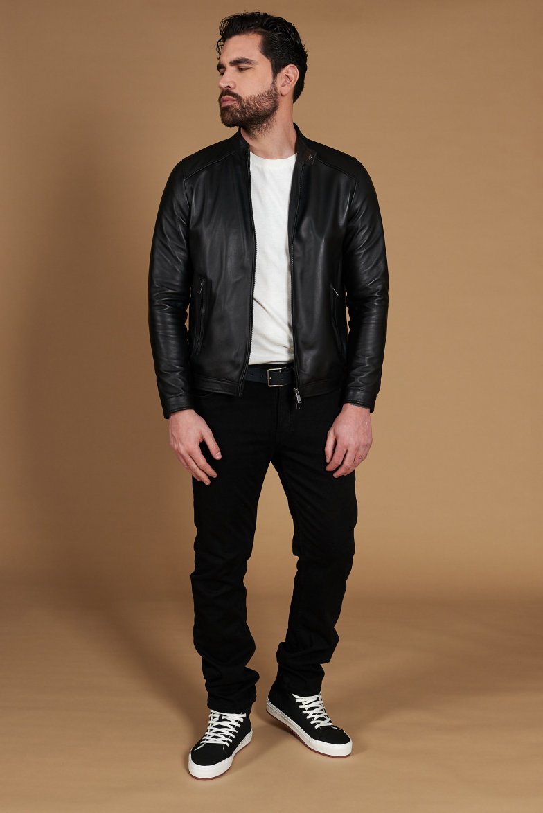 Schwarze lederjacke nappaleder mit...