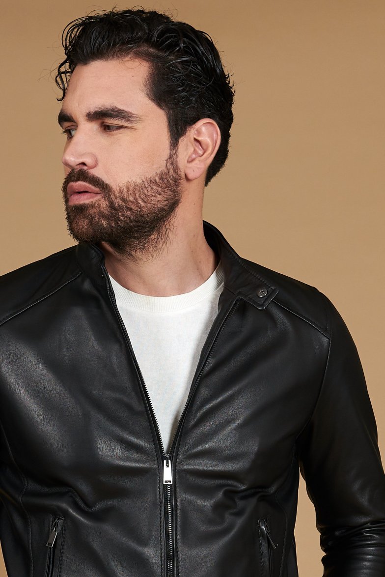 Schwarze lederjacke nappaleder mit...