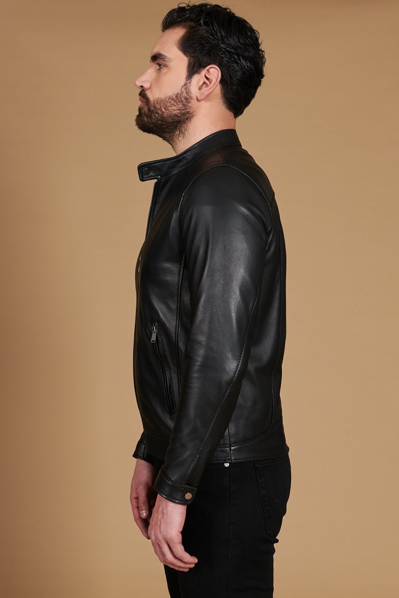 Schwarze lederjacke nappaleder mit...