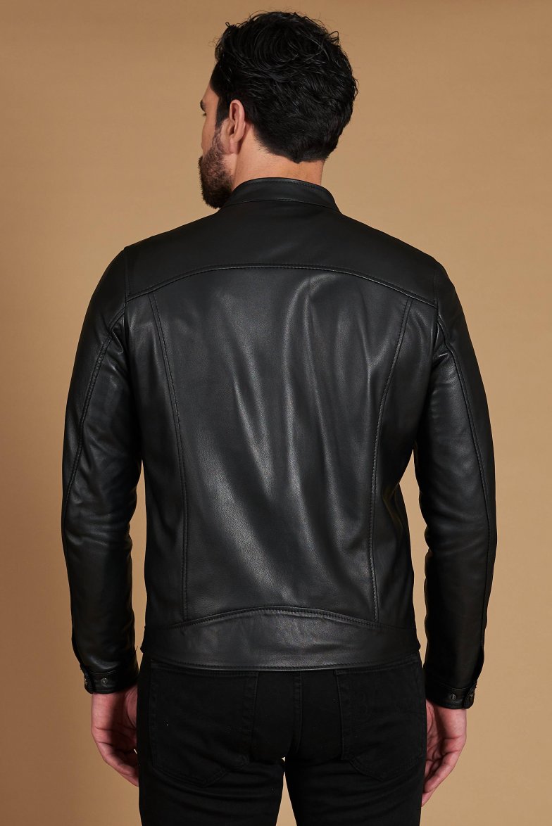 Schwarze lederjacke nappaleder mit...