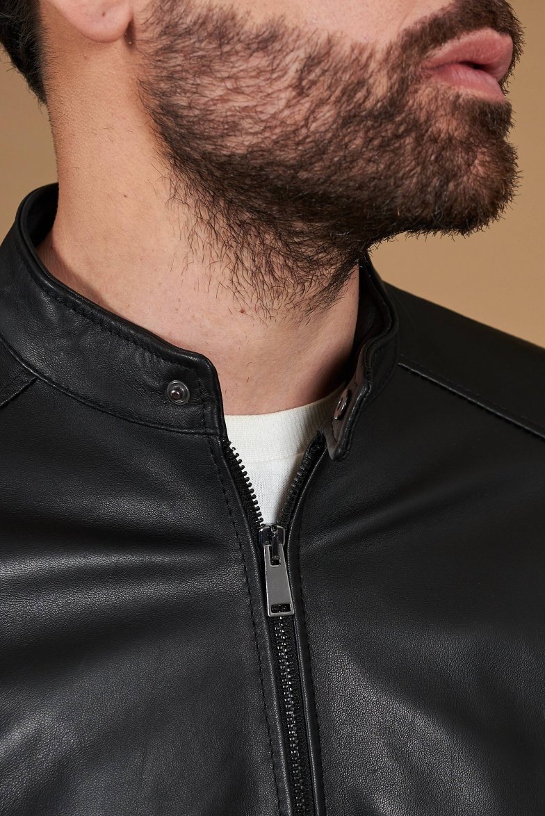 Schwarze lederjacke nappaleder mit...