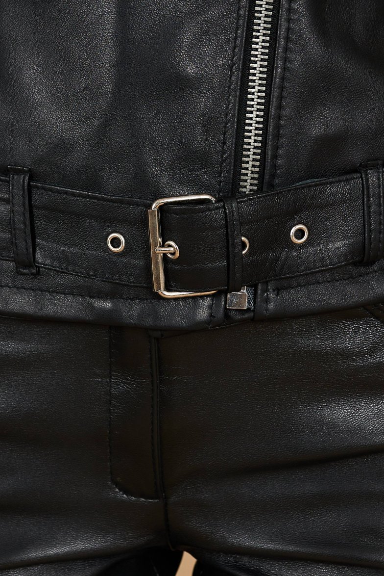 Chiodo schwarze leder bikerjacke mit...