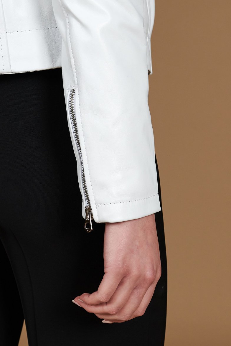 Weiße nappa lammlederjacke mit...