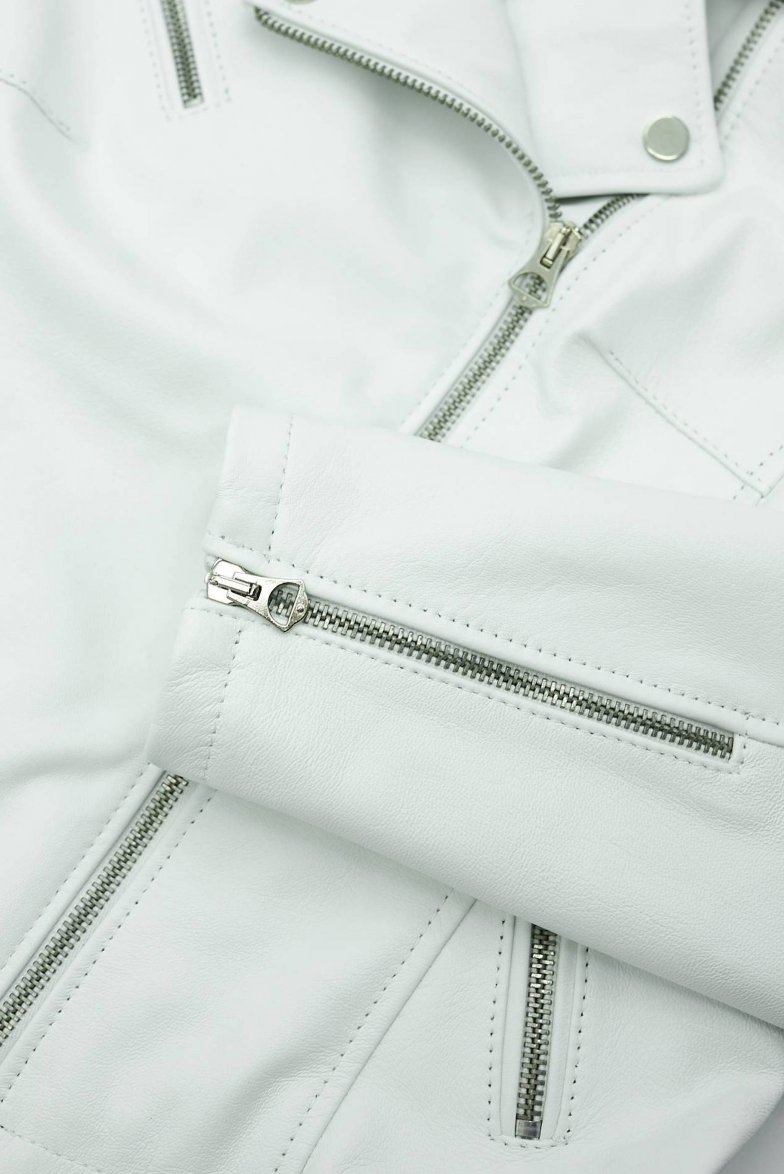 Weiße nappa lammlederjacke mit...