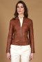 Giacca biker in pelle naturale cuoio effetto liscio