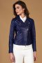 Giacca chiodo in pelle naturale bluette cerniera trasversale