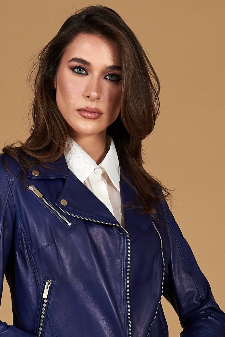 Elektrisches Blau bikerjacke aus...