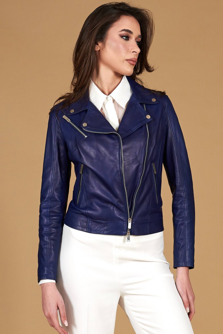 Elektrisches Blau bikerjacke aus...